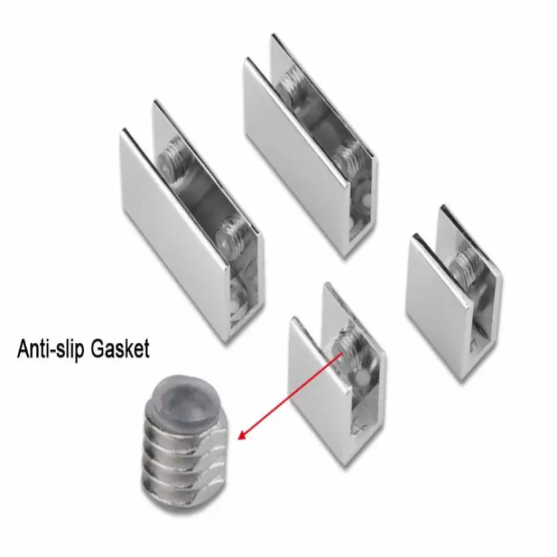 Zinc Alloy Glass Clips Adjustable Wall Mounted Glass Shelf Clamp Bracket 6-10mm Holder Clips Clamp