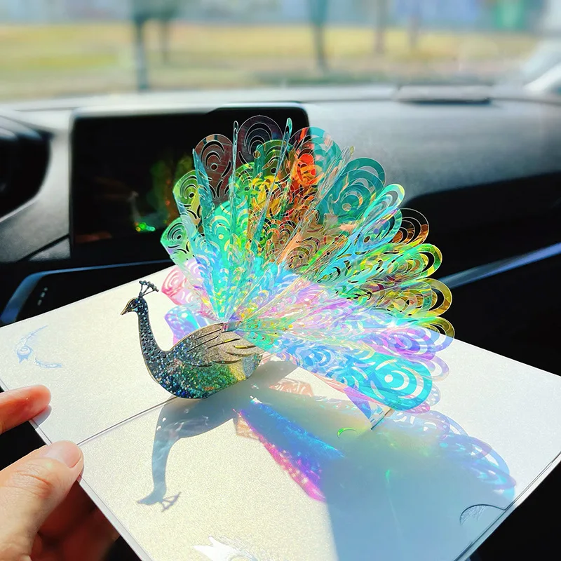 1 pcs Pop up Sparkling Peacock 3D Stereoscopic Card New Dreamy Creative New Year Birthday Universal Blessing Card Christmas gift greeting cards