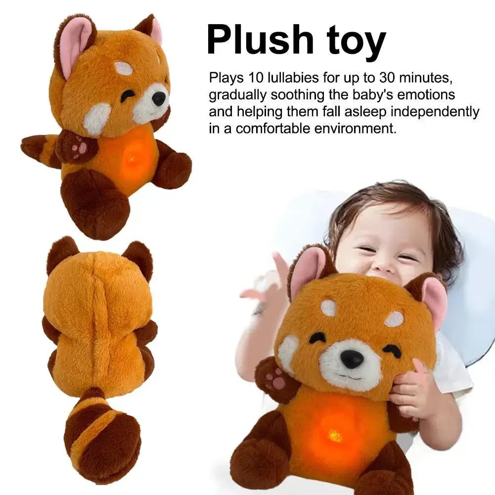 Plush Toy Red Panda Breathing Stuffed Animal For Anxiety Adults With Music Lights & Rhythmic Breathing In Four Modes