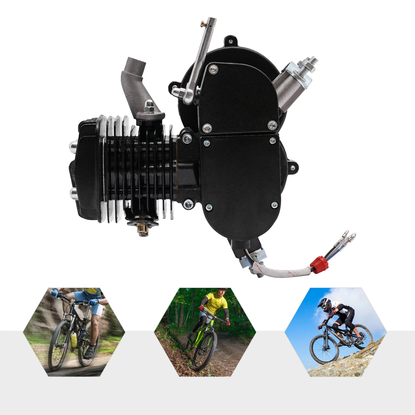 2-stroke Bicycle Engine Motor 1.65 HP 5500 rpm Rotation Speed 2 Stroke Single Cylinder Engine for Most 26-28" Wheeled Bikes