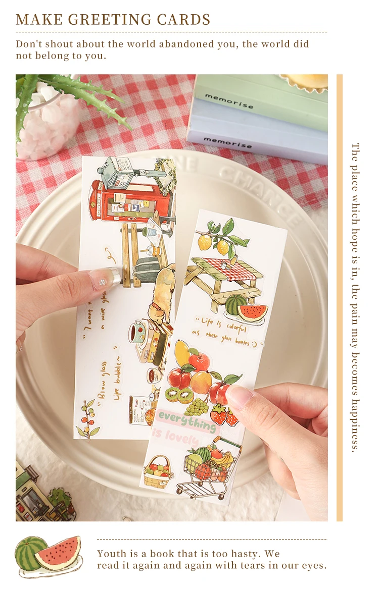 20 Stück PET gestanzte Aufkleber Buch Snacks Früchte leckeres Essen Dekor handgefertigt Scrapbooking Material Tagebuch Album Bastelbedarf – Detail 11