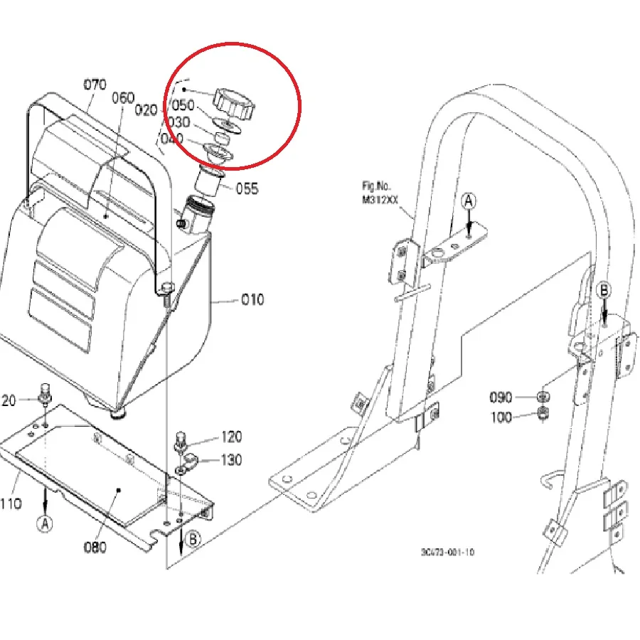 3C451-04292,3C451-04290,Fuel Cap Kubota M7040,M8540,M5640,M6040,M5640S