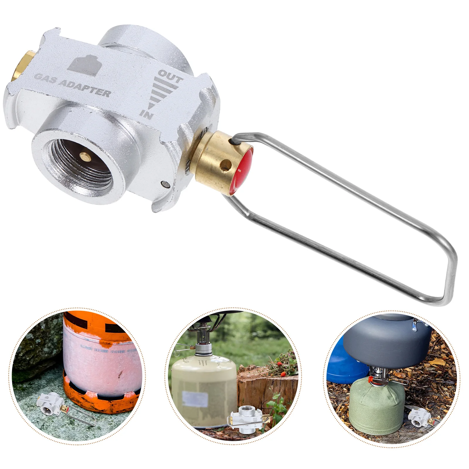 Fuel Transfer Device Flat Tank Adapter Flip Fuel Transfer Device Gas Refill Canister Valve Camping Saver Silver Fittings