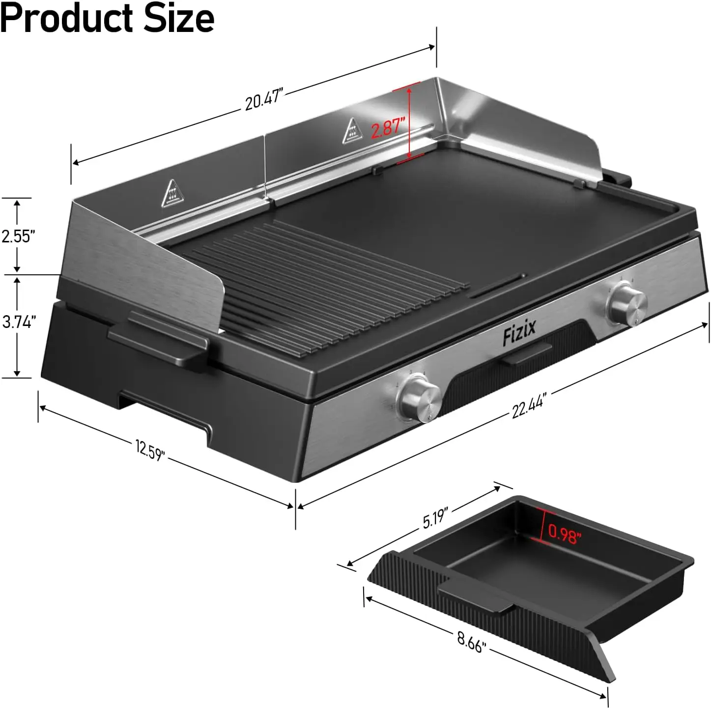 Griddle Nonstick 1600W,Electric Griddle for Indoor and Outdoor,Adjustable Temperature Controls,Griddle Pan Electric for Pancakes 6