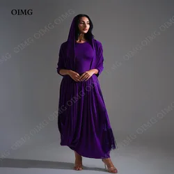 OIMG Elegant Luxury Purple Satin Evening Dresses A Line Simple Cap Long Prom Gowns Formal Event Party Dress Casual Vestidos 2024