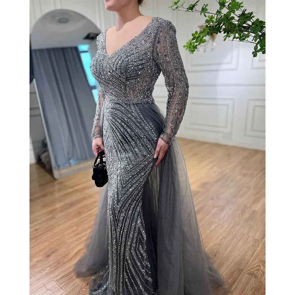Sc54d20c5850d4c95ba7a3646938a4ad4n Dubai Mermaid Beaded Luxury Blue Muslim Evening Dresses Gowns with Detachable Skirt for Women Party Mallzona