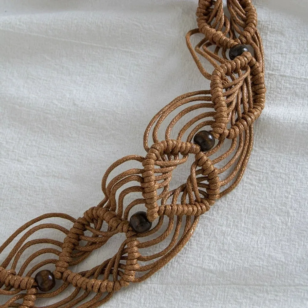 Braided Cotton Belt for Women Bohemia Style Adjustable