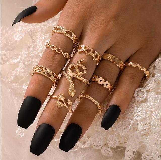 Snake Heart Ring Set Teen Girls Matching Rings for Women Anillos Jewelry Sets Bague Femme Ringen Fashion Gift