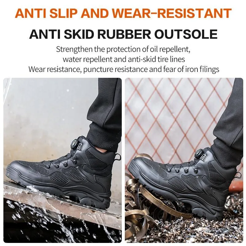 Safety Shoes Men Shoes Men's Work Safety Shoes High Top Lace-up Steel Toe Anti-smash And Anti-puncture Work Boots Comfortable