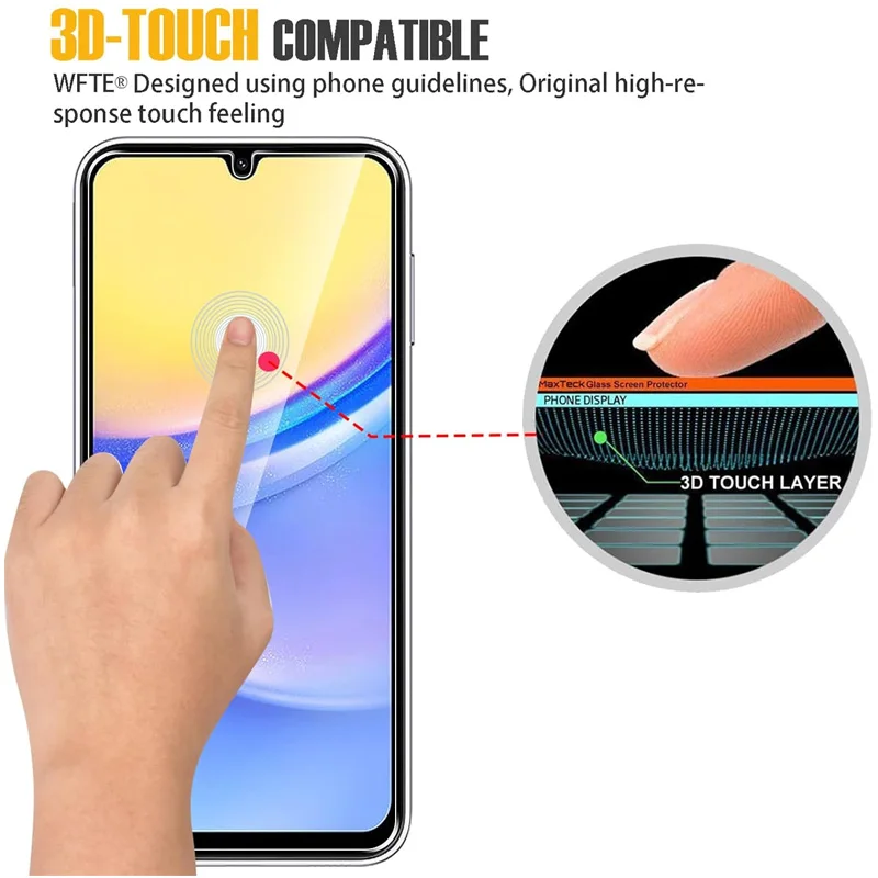 9H Displayschutzfolie für Samsung A15 A16 A56 A36 A17 A14 A25 A24 A55 A53 A52 A57 A37 A34 A35 Gehärtetes Glas Samsung Galaxy A15 – Detail 2