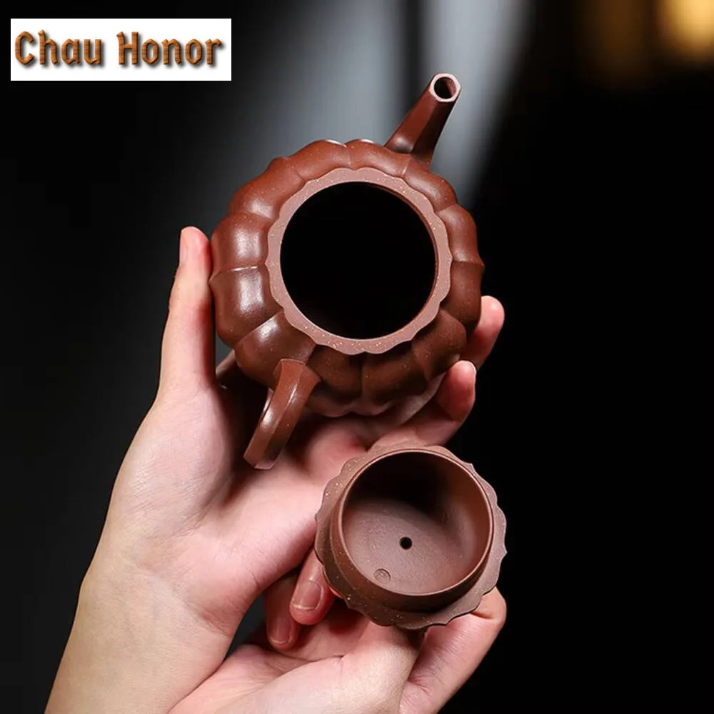 260ml Chinese Yixing Zisha Teaware Tea Pot Hand Made Palace Lantern Pot Raw Ore Mud Kettle Collection Customized Tea Set Gifts