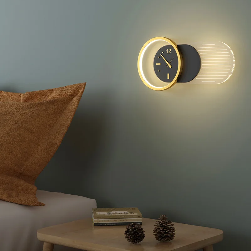 outside wall lights Nordic Clock Wall Lamp Creativity LED Wall lights For Living Room Bedroom Acrylic Home Design Indoor Wall sconce Lamp Decor Lamp art deco wall lights