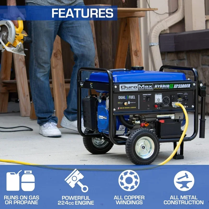 XP5500EH Electric Start-Camping; RV Ready, 50 State Approved Dual Fuel Portable Generator-5500 Watt Gas or Propane Powered
