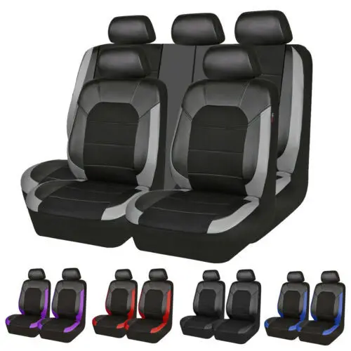 9pcs Classic Car Seat Covers Pu Leather Universal Fit Most Cars
