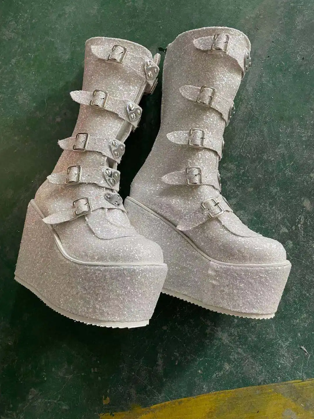 Brand Design Big Size 43 Black Gothic Style Cool Punk Motorcycles Boots Female Platform Wedges High Heels Calf Boots Women Shoes platform boots,women boots