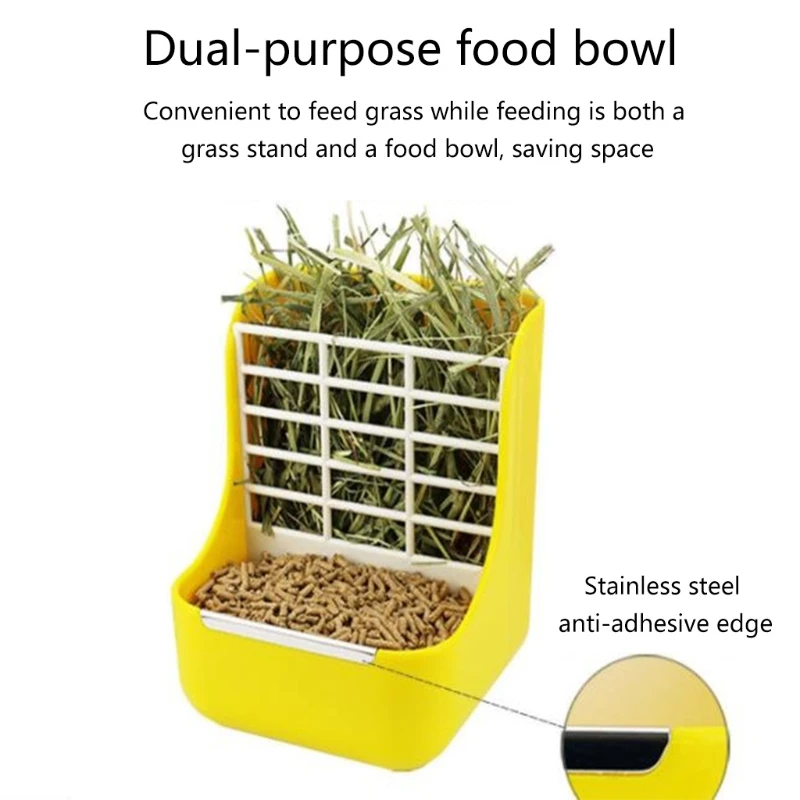 thumbnail image 2 of 2-in-1 Hay Feeder & Food Bowl For Guinea Pigs, Rabbits & Small Animals - Keeps Cage Clean (Blue) 2 of 13