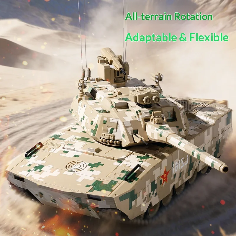 2.4G RC 탱크 ZTZ-100 1:18 스케일 360 °   회전식 시뮬레이션 사격 반동 조명 소리 연기 군사 장난감 (어린이 및 성인용)