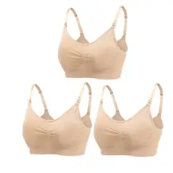 3-Piece Set: Premium Seamless Maternity Nursing Bras - Cotton, Breathable, Push-Up Design - XXL (Nude-3pcs)