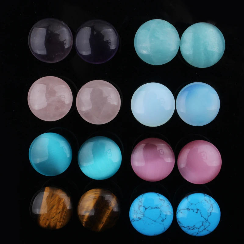 2pcs Organic Stone Ear Plugs Tunnels Single Flare Piercings Oreja Earrings Gauges Round Helix Lobe Labret Stretcher Body Jewelry