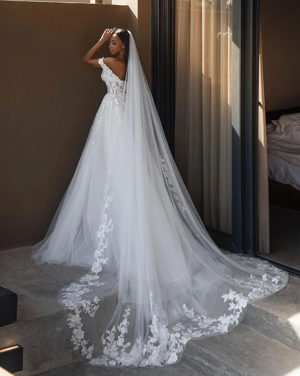 SoDigne Luxury Boho Wedding Gown 2023 Off The Shoulder Lace Wedding Dresses Women Side Split Bride Dress Princess robe de mariée 4