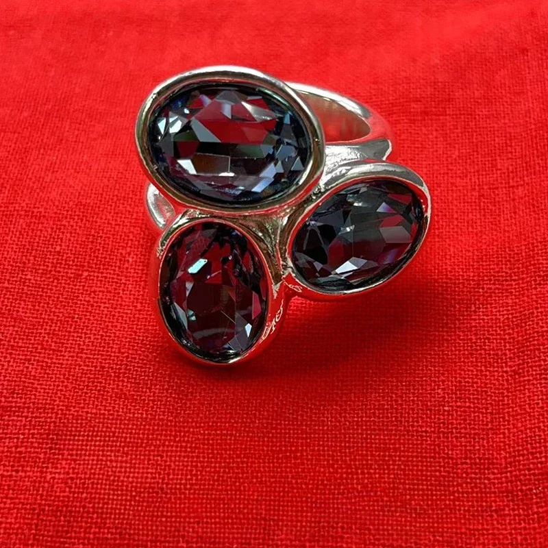 

Модное изысканное женское кольцо UNode50 с голубым драгоценным камнем в европейском и американском стиле, романтическое праздничное ювелирное изделие, подарок с сумкой, 2023