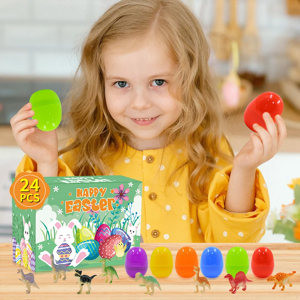 Plastic Easter Eggs with Dinosaur Toys for Kids