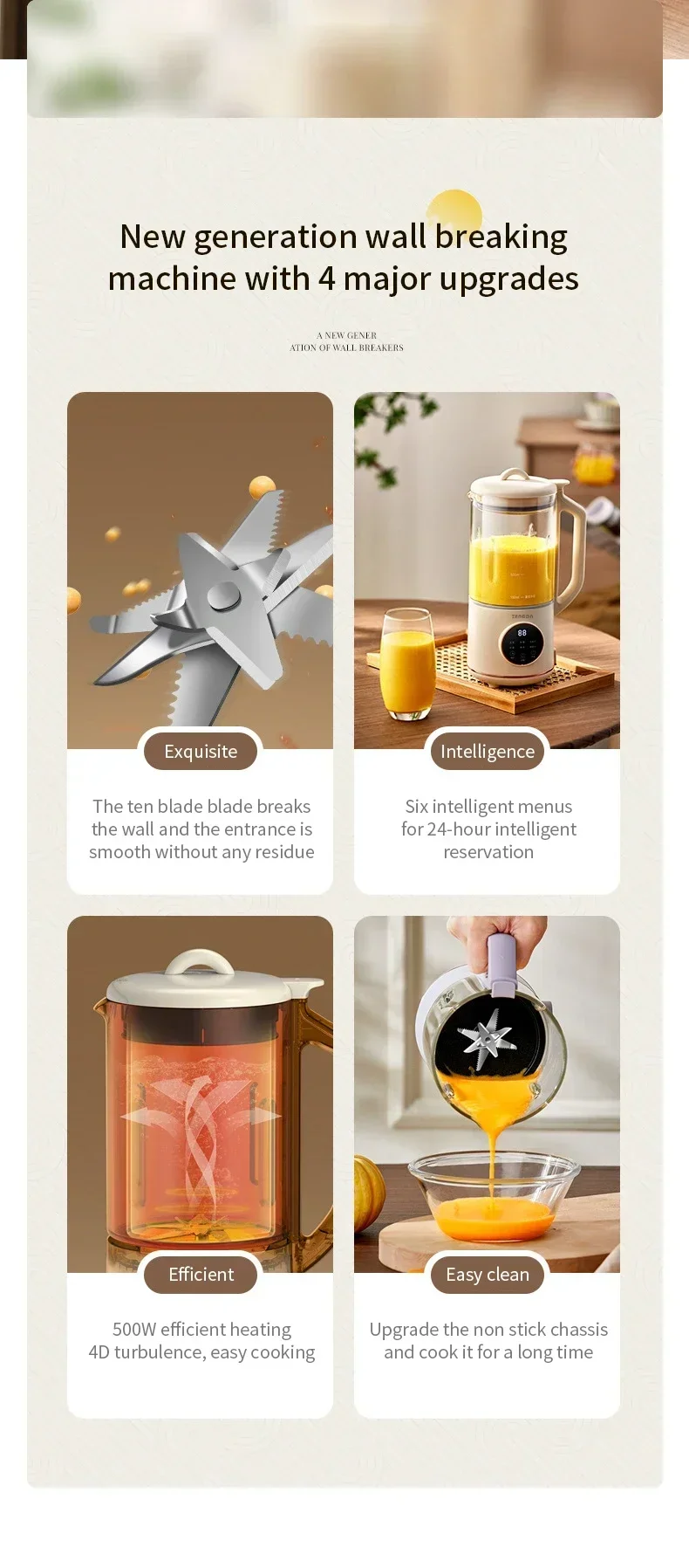 Description Picture 3 of item800ml Soy Milk Machine Electric Juicer Blender Mixer Soybean Milk Maker Wall Breaking Machine Rice Paste Maker Breakfast Machine