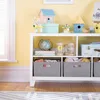 Kids' Low Bookcase -  White: 24 Inch Wooden Storage Organizer Cubby with Fabric Bins for Playroom and Bedroom 3