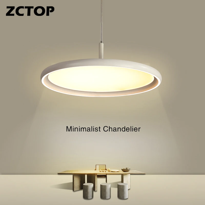 

2022 New LED Pendant Lamps for Living Room Dining Room Kitchen Bar office Shop Circular Acrylic Lights Black/White Chandeliers