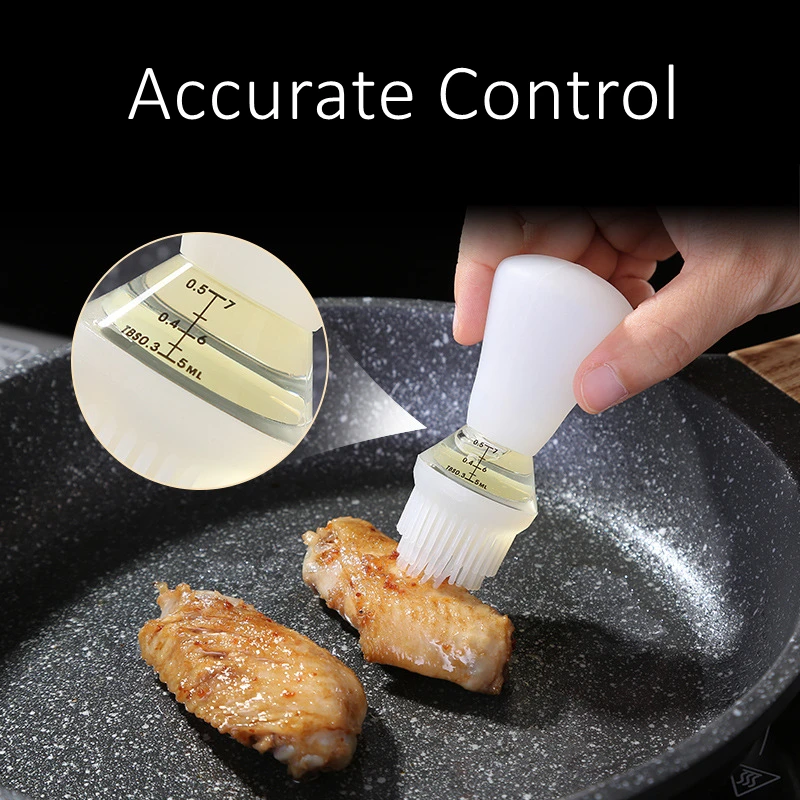 LFGB Certificate 304 Stainless Steel High Borosilicate Glass Oil Bottle Frying Barbecue Silicone Brush for Kitchen Accessories