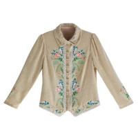 86-94cm Bust Spring Fall Short Jackets Coats Women Vintage Elegant Slim Embroidery Rose Single Breasted Long Sleeve Knitted Coat 6