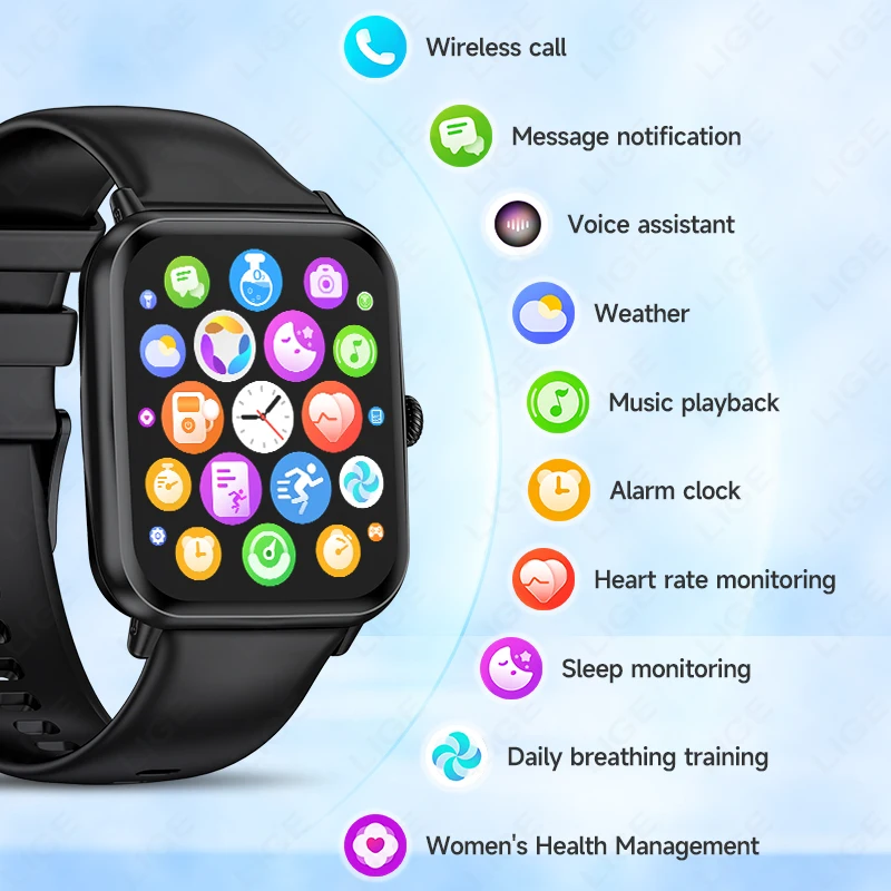LIGE New For Smart Watch Women Bluetooth Call Sports Fitness Tracker Watches Health Monitor Fashion Ladies Smartwatch Men 2026