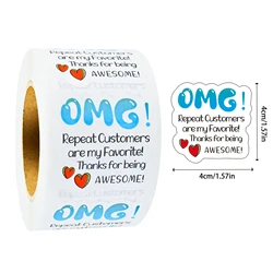 500 - Piece Set of 1.57 - Inch Decorative 'Thank You' Label Stickers (00370)