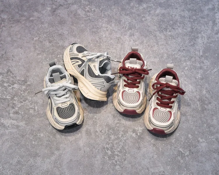 Jungen Mädchen Laufschuhe Mesh Atmungsaktive Kinder Turnschuhe Dicke Weiche Sohle 2025, Neue Mode Kinder Sport Schuhe für Studenten Trend – Detail 2