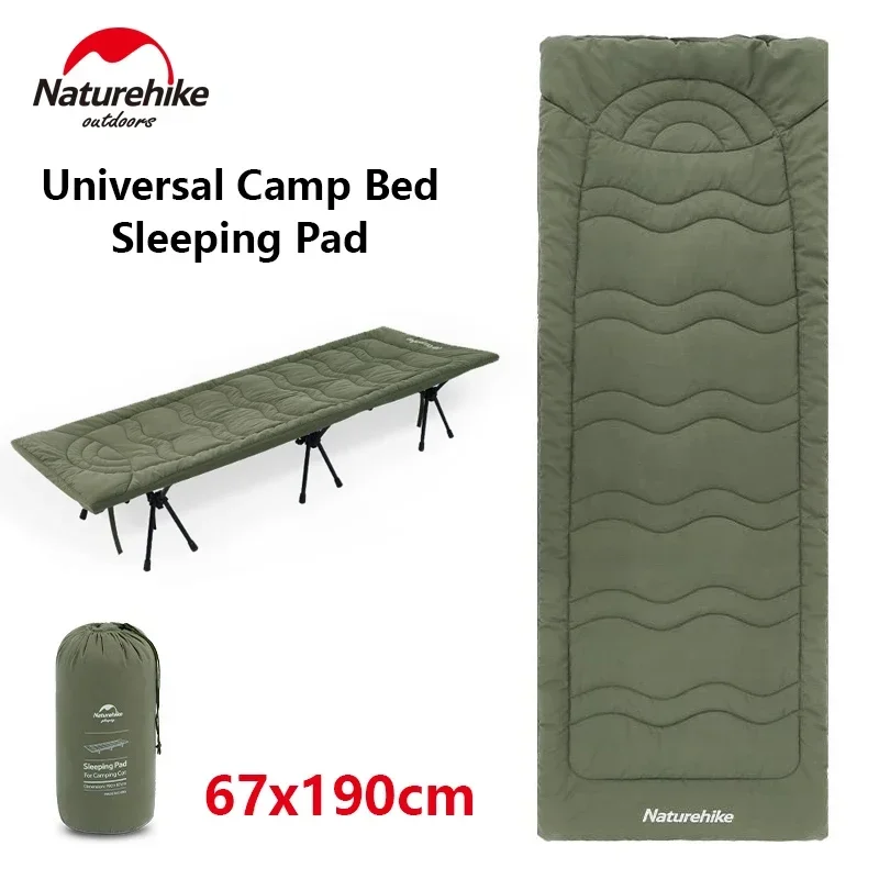 Naturehike New Travel Camping Bed Mat Sleeping Pad Mattress For Universal Field Cot Winter Marching Supplies Army Green Portable
