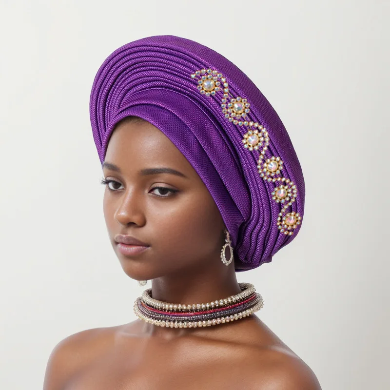 Nigeria Headtie Wedding Party Head Ties Female Head Wraps African Auto Gele Women's Turban Cap