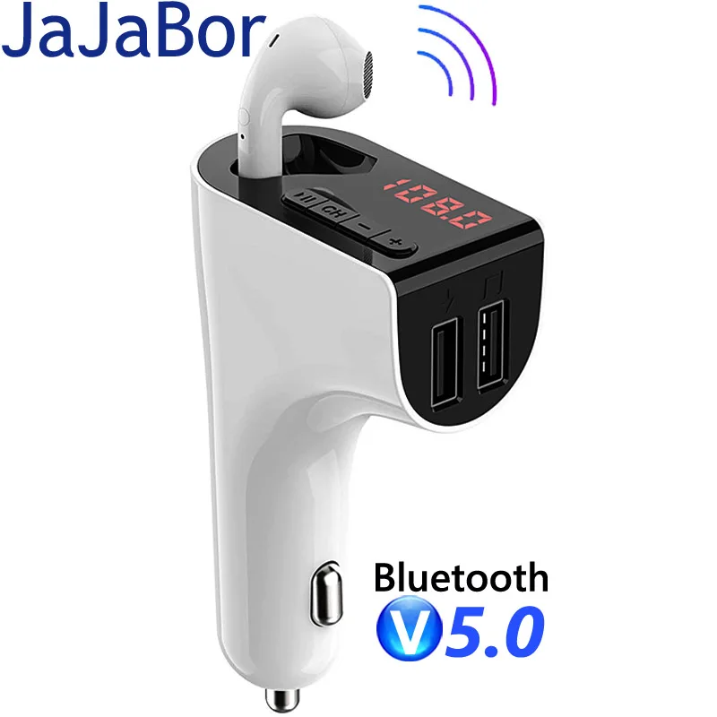 JaJaBor FM передатчик Беспроводная TWS гарнитура наушники MP3 плеер USB Автомобильное