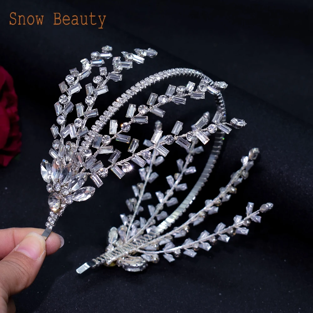 DZ071 Pageant Diadem Bridal Headwear Floral Wedding Hair Accessories Rhinestone Bride Tiaras Baroque Headband Luxury Crystal