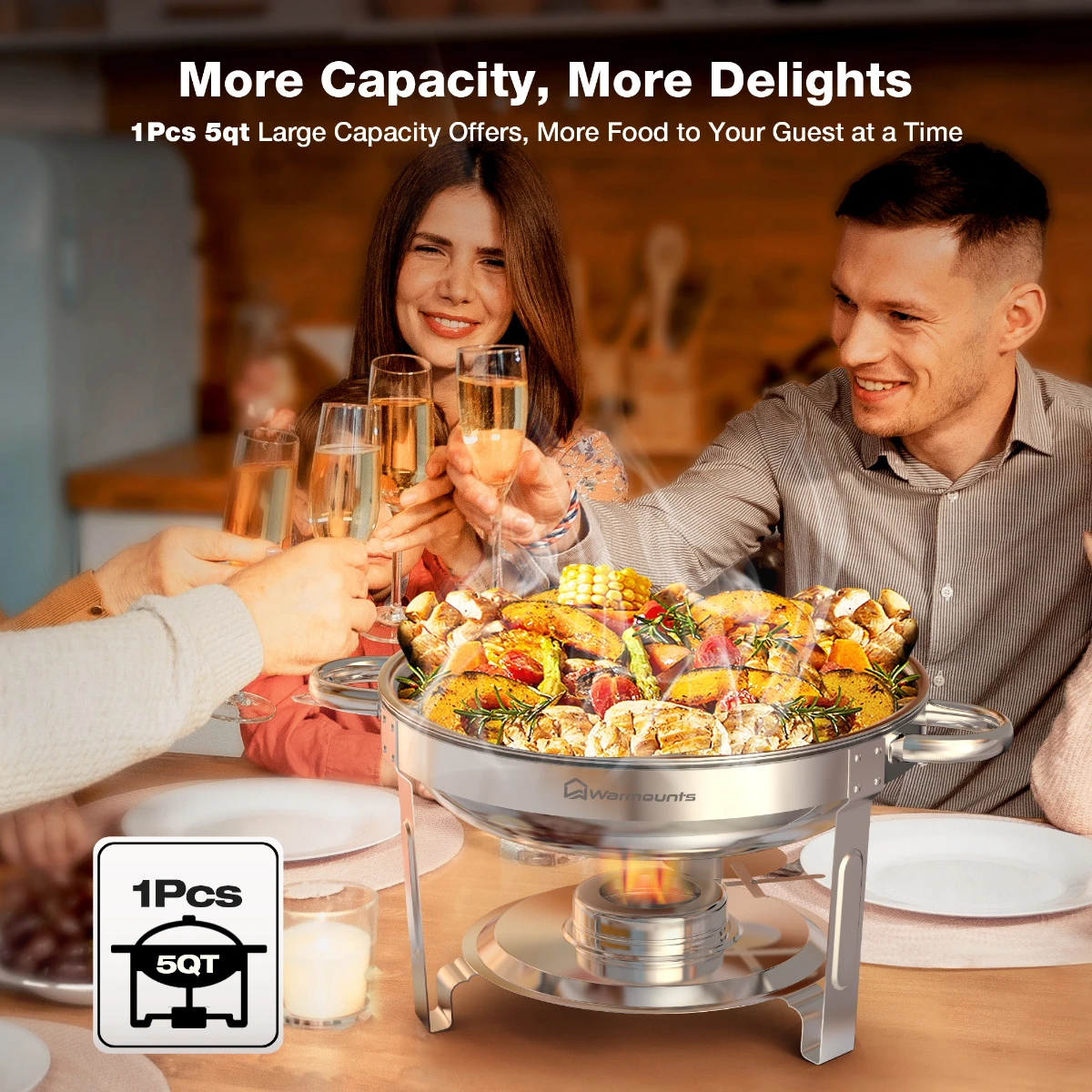 1/2/4/6 Pack Round Chafing Dish Warmer Container 6