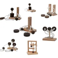 Wooden Play Wheels with Puzzle Lock Montessori Round and Circle Threading  Lu Ban  Educational Toys for Kids Adult Social Games 1