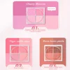 4 Square Grid Face Blusher Vibrant Orange Makeup Blush Palette Cheek Contour Blush Powder Matte Blusher Korean Makeup Tint Blush 6