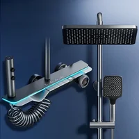 Bathroom Shower Set Smart Digital Display Thermostatic Four Function Piano Key Wall Mount Grey Luxury  Faucet System New 1