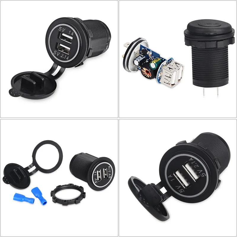 Enhanced Dual USB Car Charger with LED Waterproof Power Socket