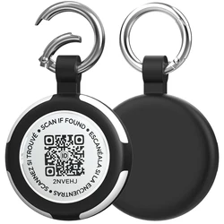 Pet Airtag Holder with Smart QR ID Tag - Waterproof Silicone, Anti - Lost Alert System (Black)