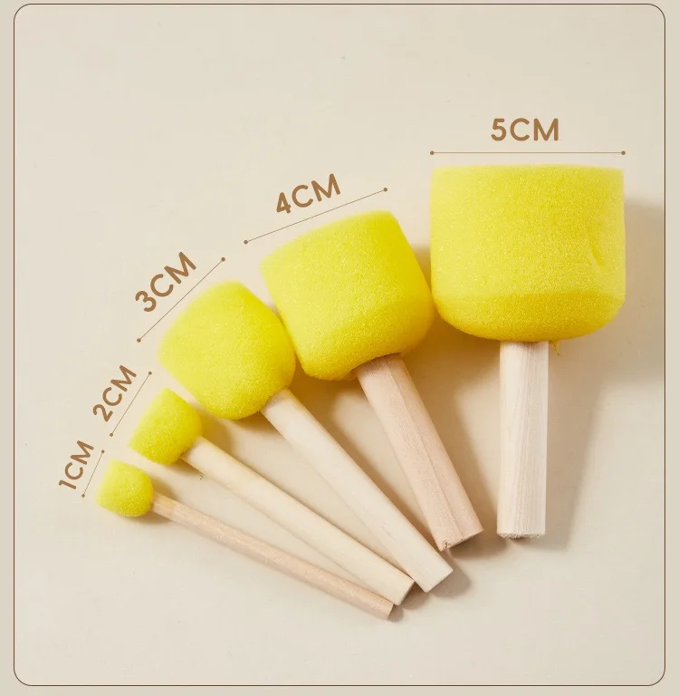 5-teiliger runder, pilzförmiger DIY-Malschwammpinsel, elastisches Material für ein glattes Malerlebnis – Detail 4
