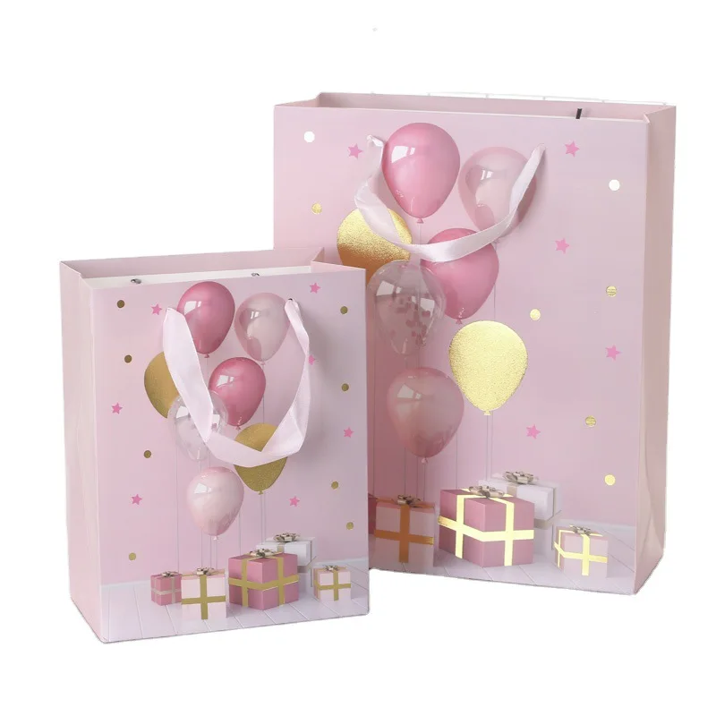 

12 Pcs Jewelry Display Gifts Container Packaging Holder Ballon Paper Hand Bag Ring Brooch Necklace Package for Gifts Bags
