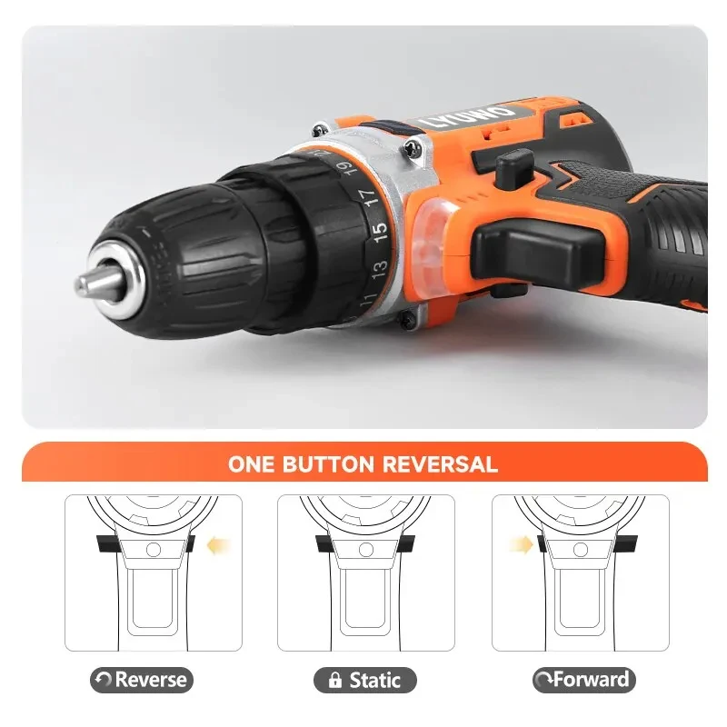 20V Cordless Drill 40N.m 25 Plus 1 LYUWO Electric Screwdriver Keyless Chuck Two Gear Speed Wireless Power Driver Battery Tools 5