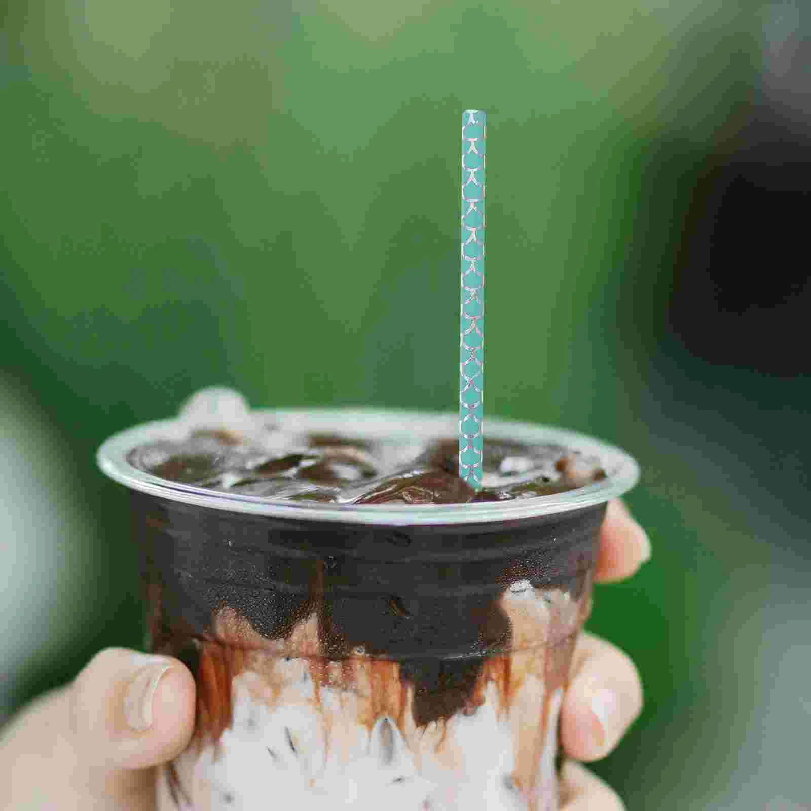 100 Pcs Decorative Straws Paper Drink Straws Party Decoration Disposable Paper Drinking Kitchen Dining Bar