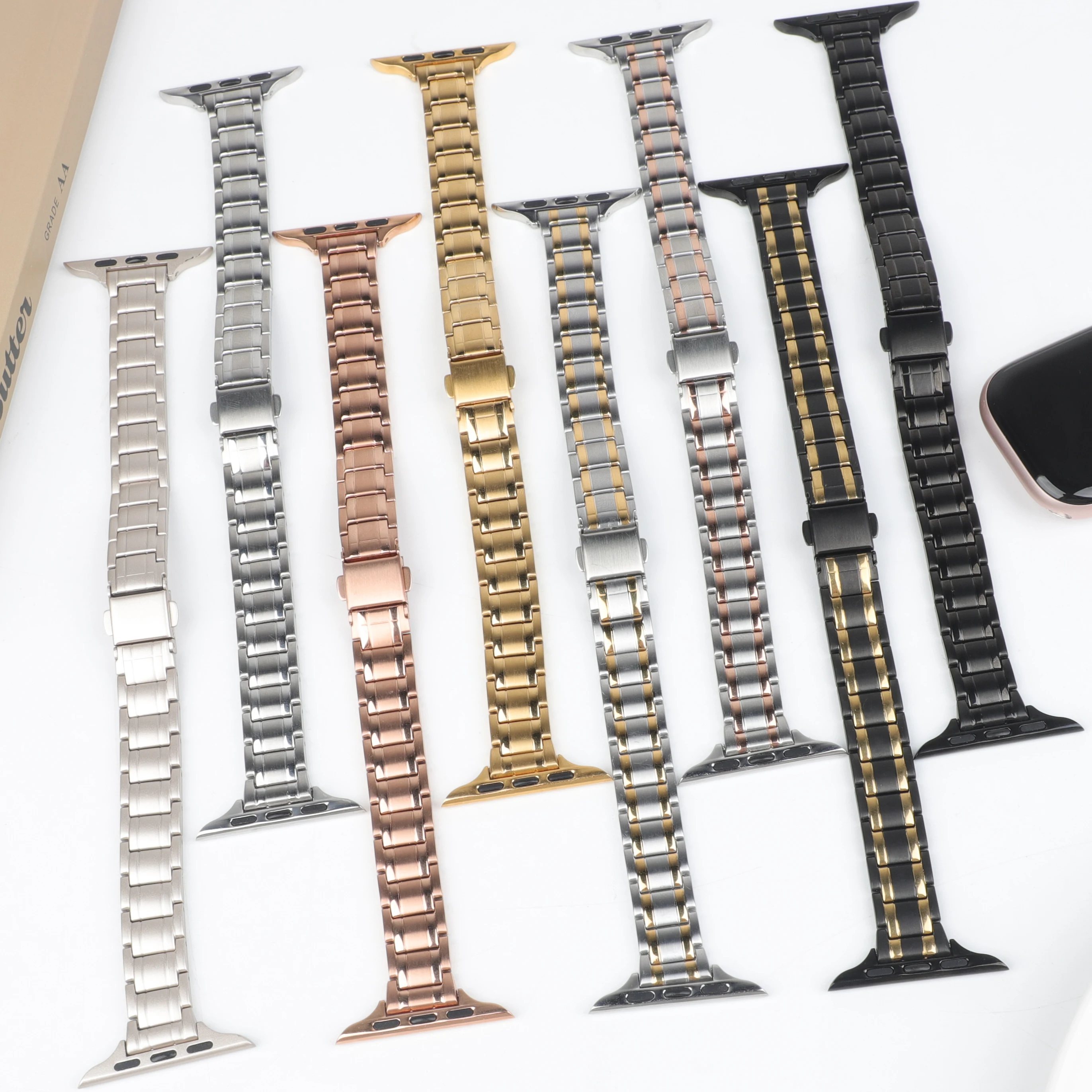 Elegant Slim Metal Watch Strap - Stainless Steel Bracelet
