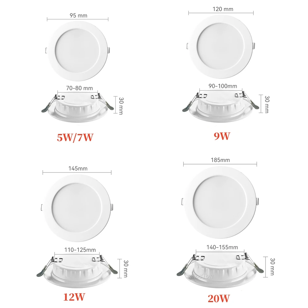 Recessed LED Downlight Ultra Thin White LED Ceiling Lamp 5W 9W 12W Spot Light Lighting for Living Room Bedroom Modern Decor